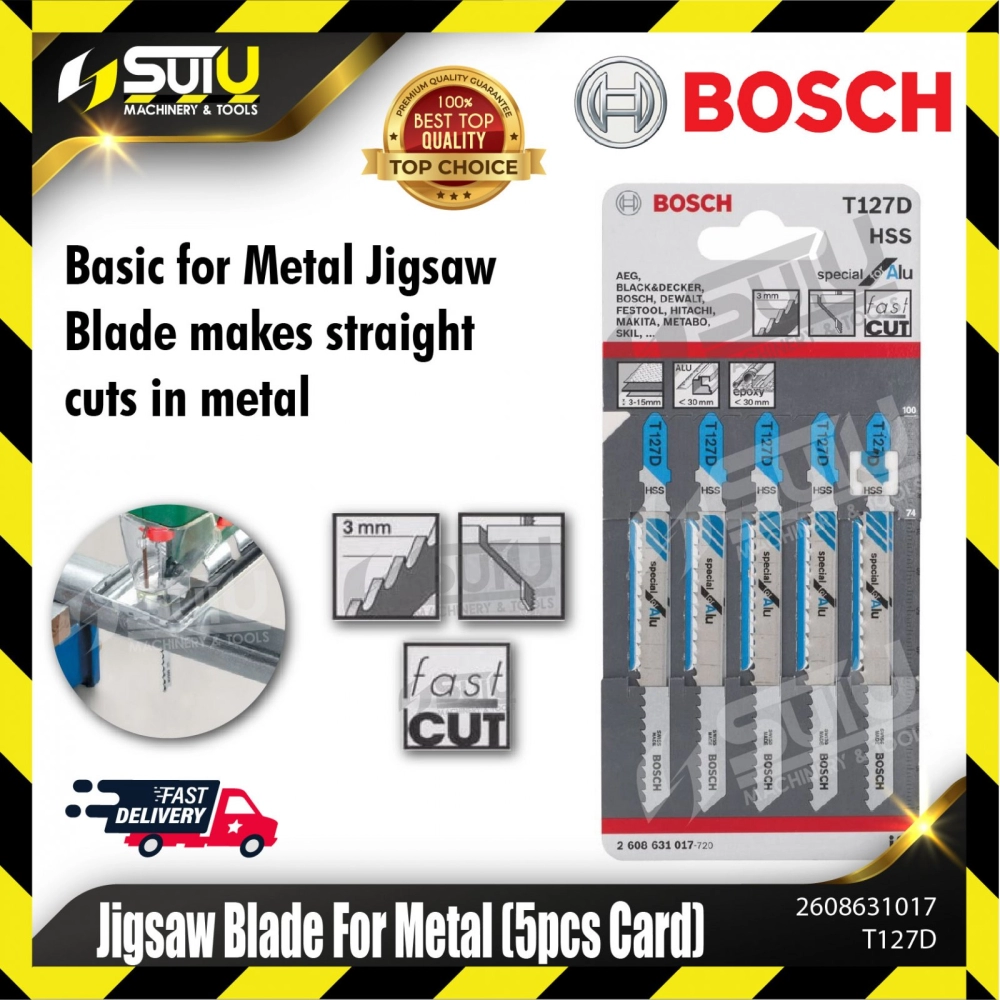 BOSCH 2608631017 (T127D) Jigsaw Blade For Metal (5 pcs Card)