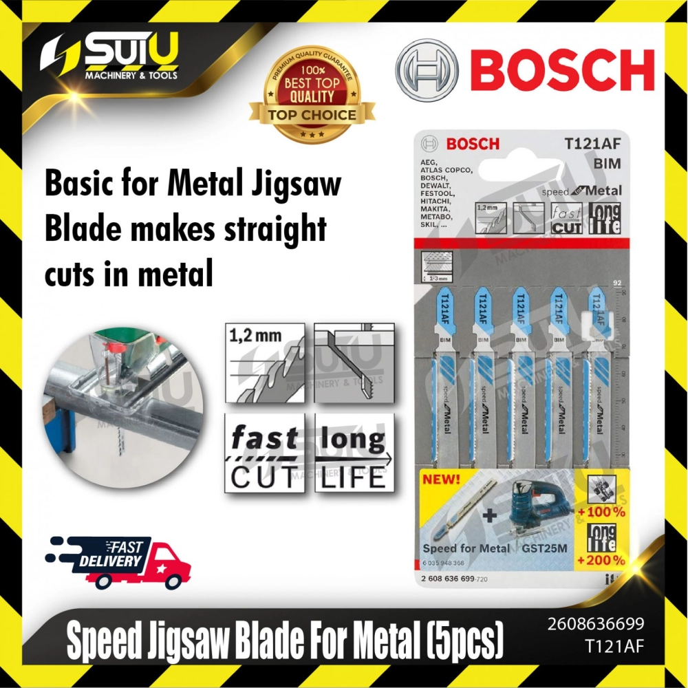 BOSCH 2608636699 (T121AF) 5PCS Speed Jigsaw Blade For Metal 92mm
