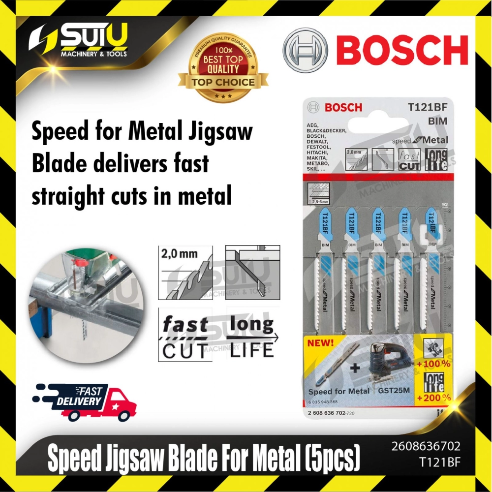 BOSCH 2608636702 (T121BF) 5PCS Speed Jigsaw Blade For Metal 92mm