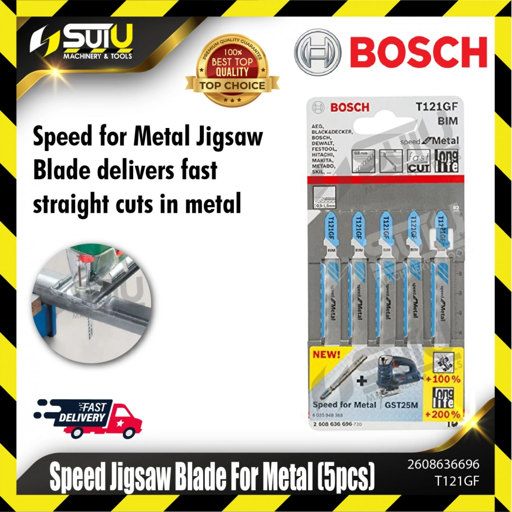 BOSCH 2608636696 (T121GF) 5PCS Speed Jigsaw Blade For Metal 92mm