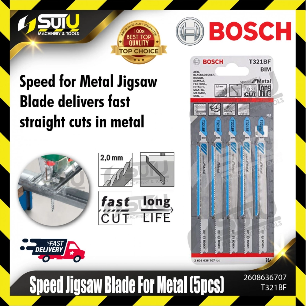 BOSCH 2608636707 (T321BF) 5PCS Speed Jigsaw Blade For Metal