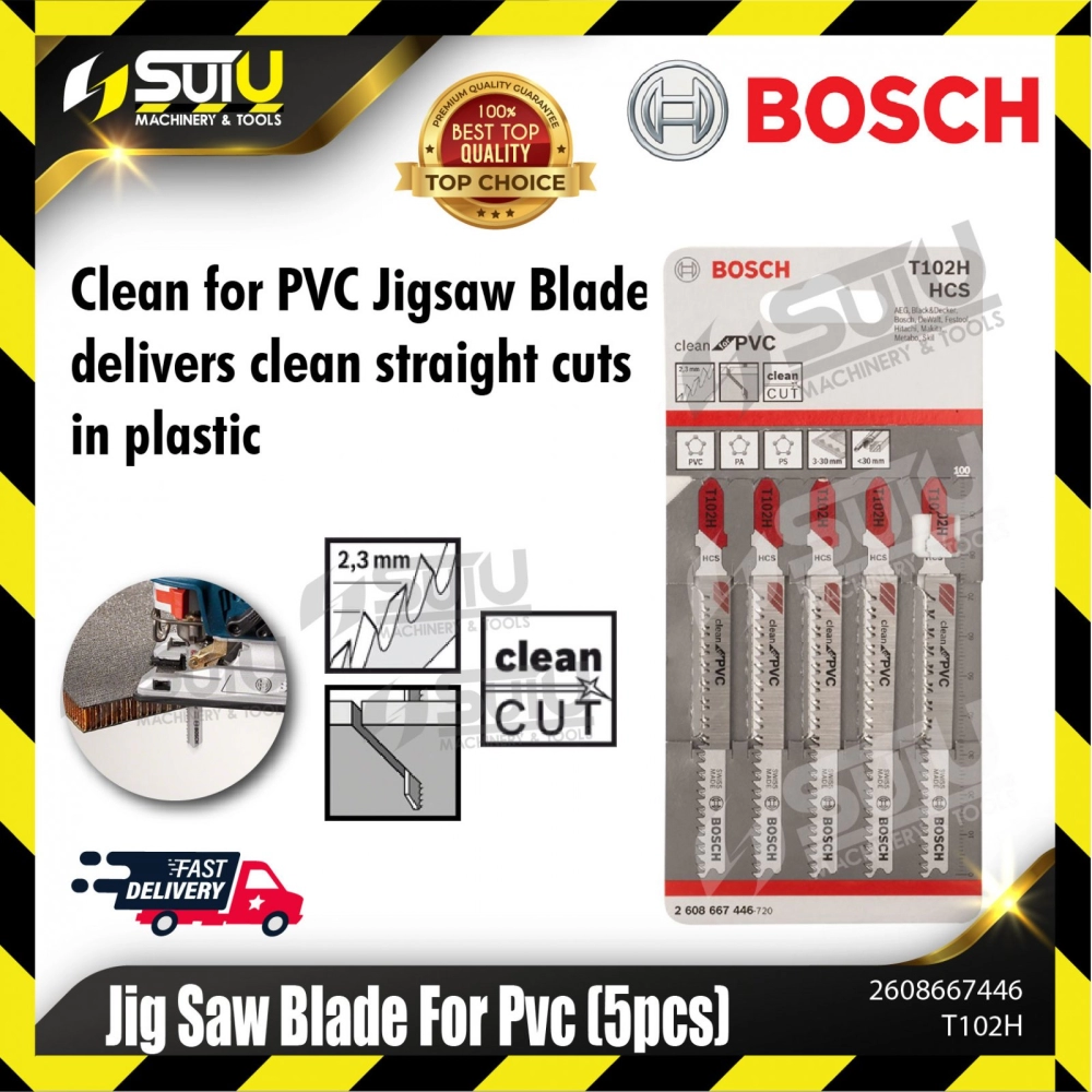 BOSCH 2608667446 T102H 5PCS Jig Saw Blade for PVC