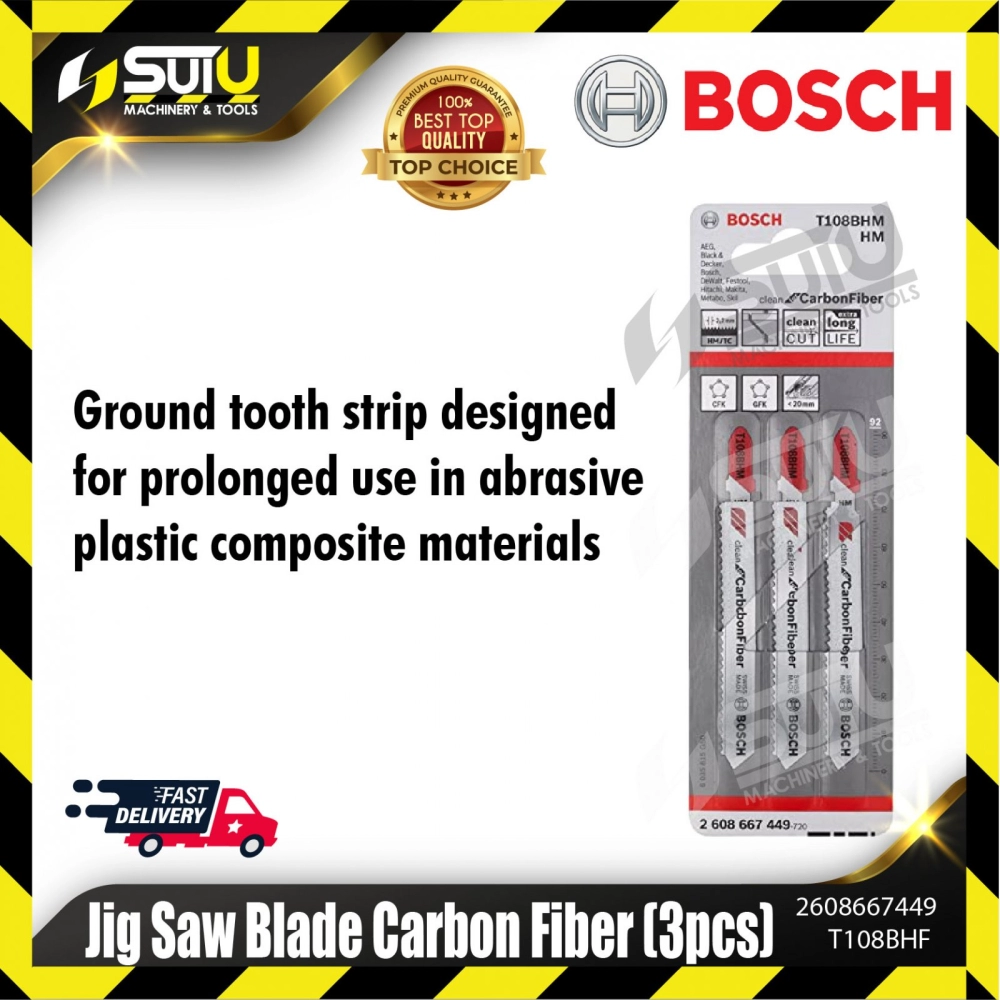 BOSCH 2608667449 (T108BHF) Jig Saw Blade Carbon Fiber (3 pcs)
