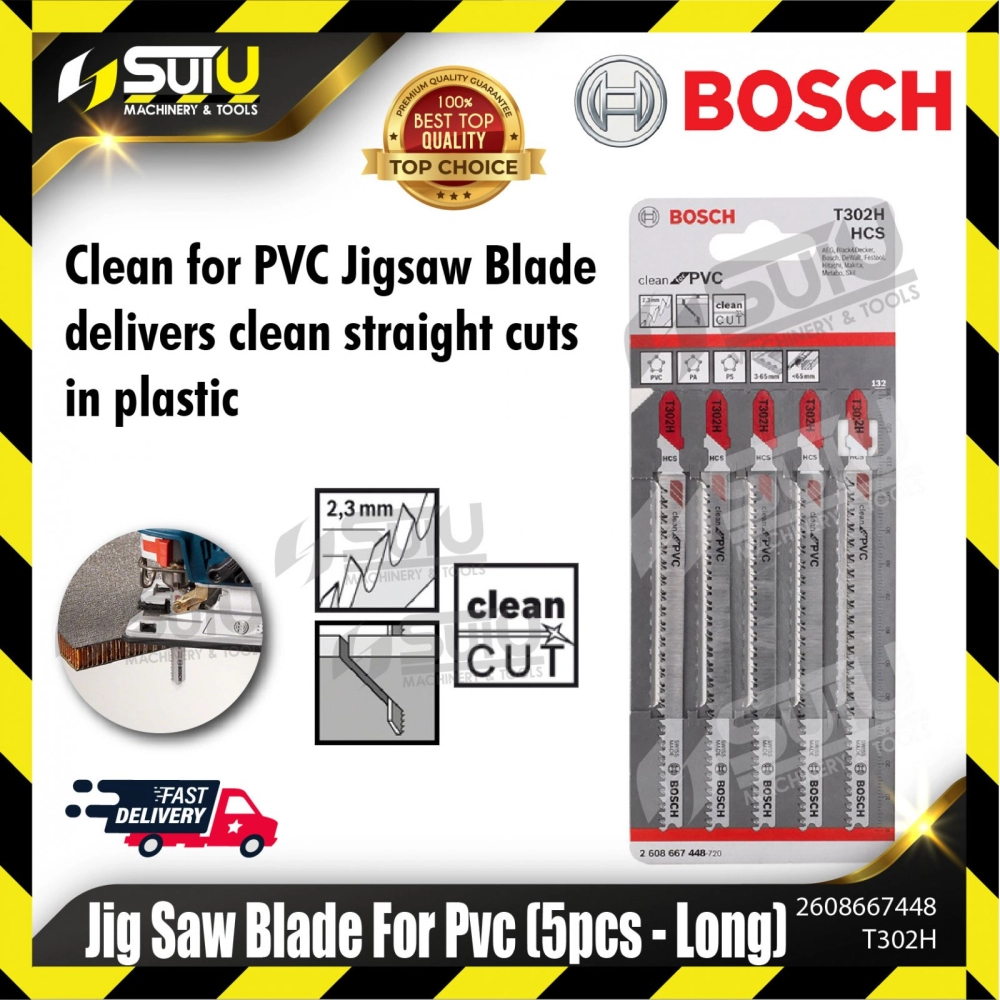 BOSCH 2608667448 (T302H) Jig Saw Blade For PVC (5 pcs- Long)