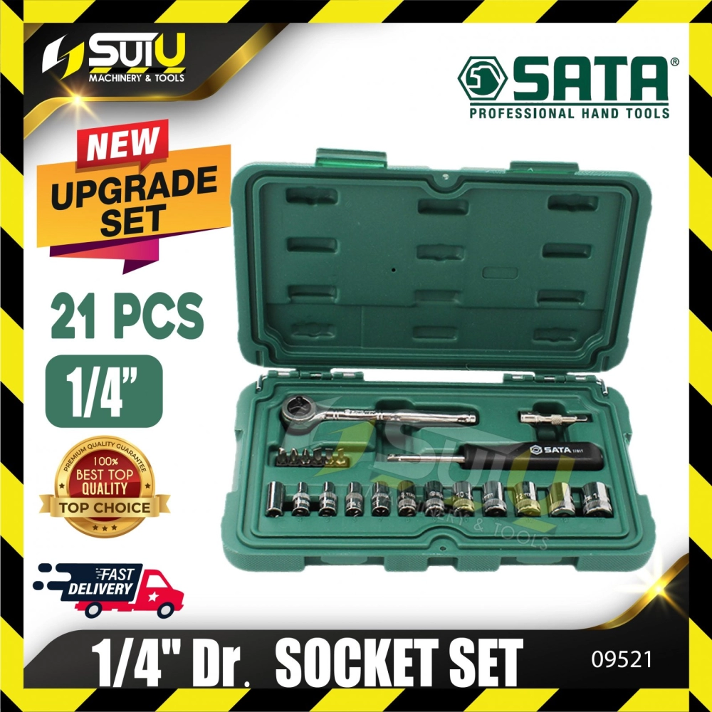 SATA 09521 21pcs 1/4” Dr. Socket Set