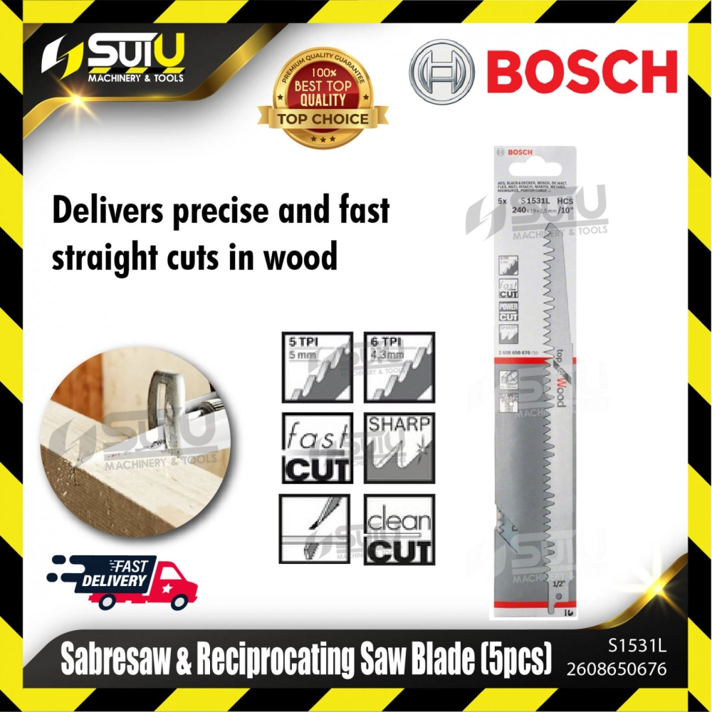 BOSCH 2608650676 (S1531L) Sabresaw & Reciprocating Saw Blade (5 pcs)