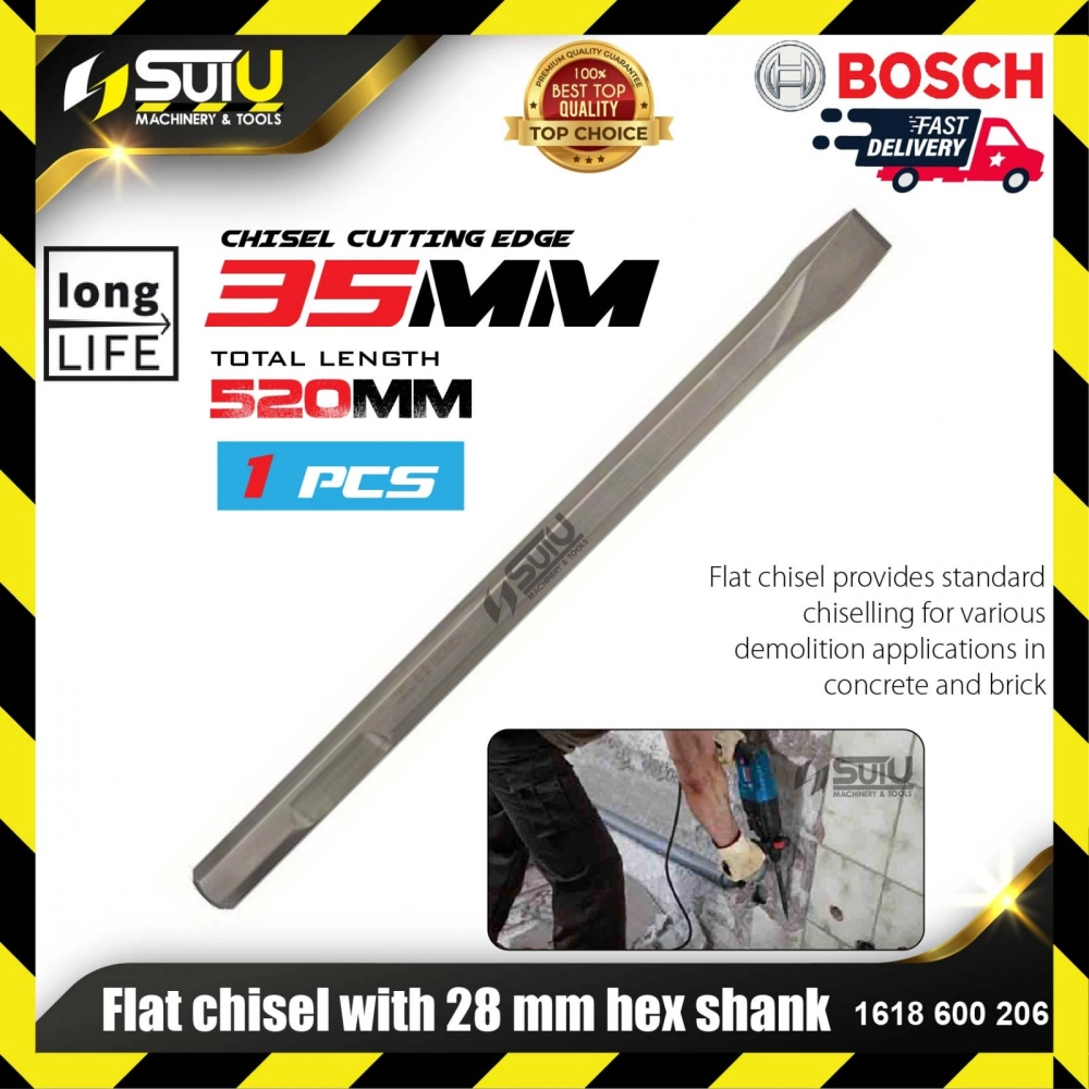 BOSCH 1618600206 1PCS 35MM Flat Chisel With 28MM Hex Shank