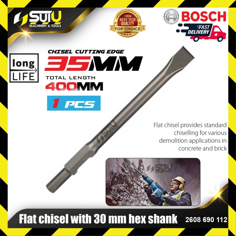 BOSCH 2608690112 1PCS Flat Chisel with 30mm Hex Shank (400x35mm)