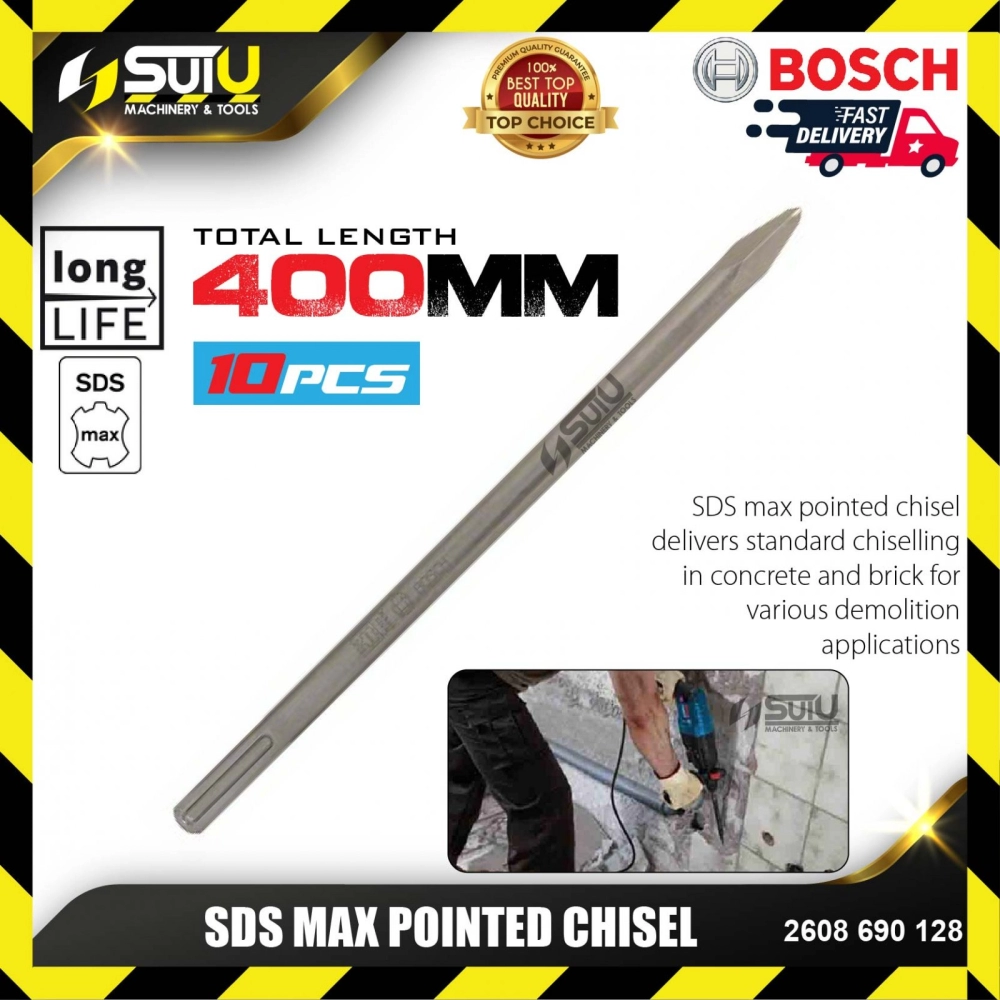 BOSCH 2608690128 10PCS SDS Max Pointed Chisel 400mm
