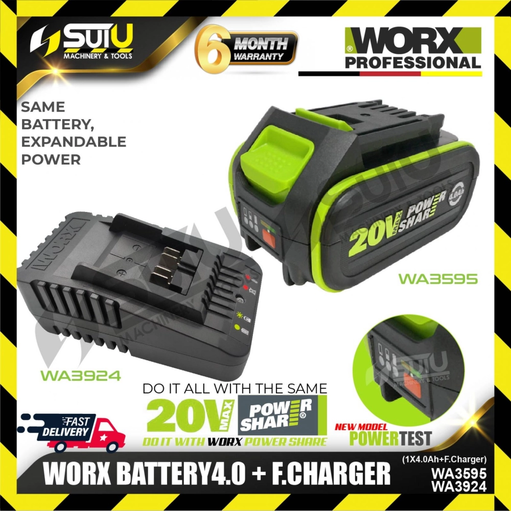 WORX WA3595 20V 4.0Ah Battery (1PCS/2PCS)