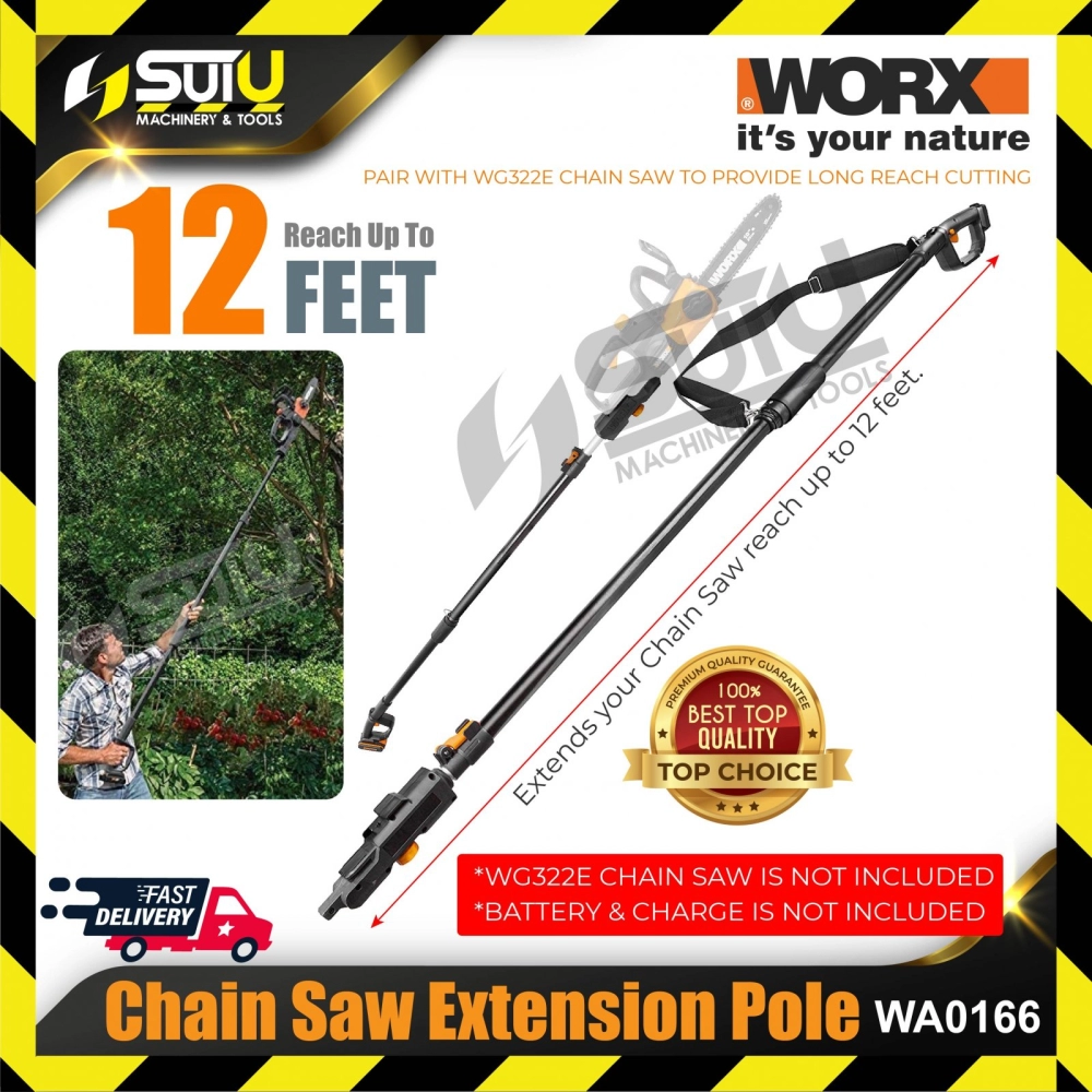 Worx WA0166 3M 20V Extension Pole for Chainsaw WG322E (Extension Only)