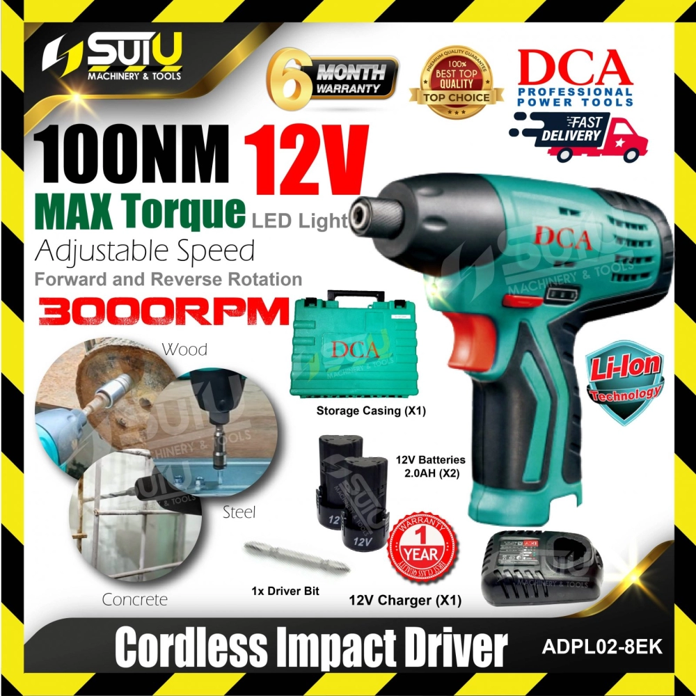 DCA ADPL02-8EK 12V Cordless Impact Driver 100NM (SET)