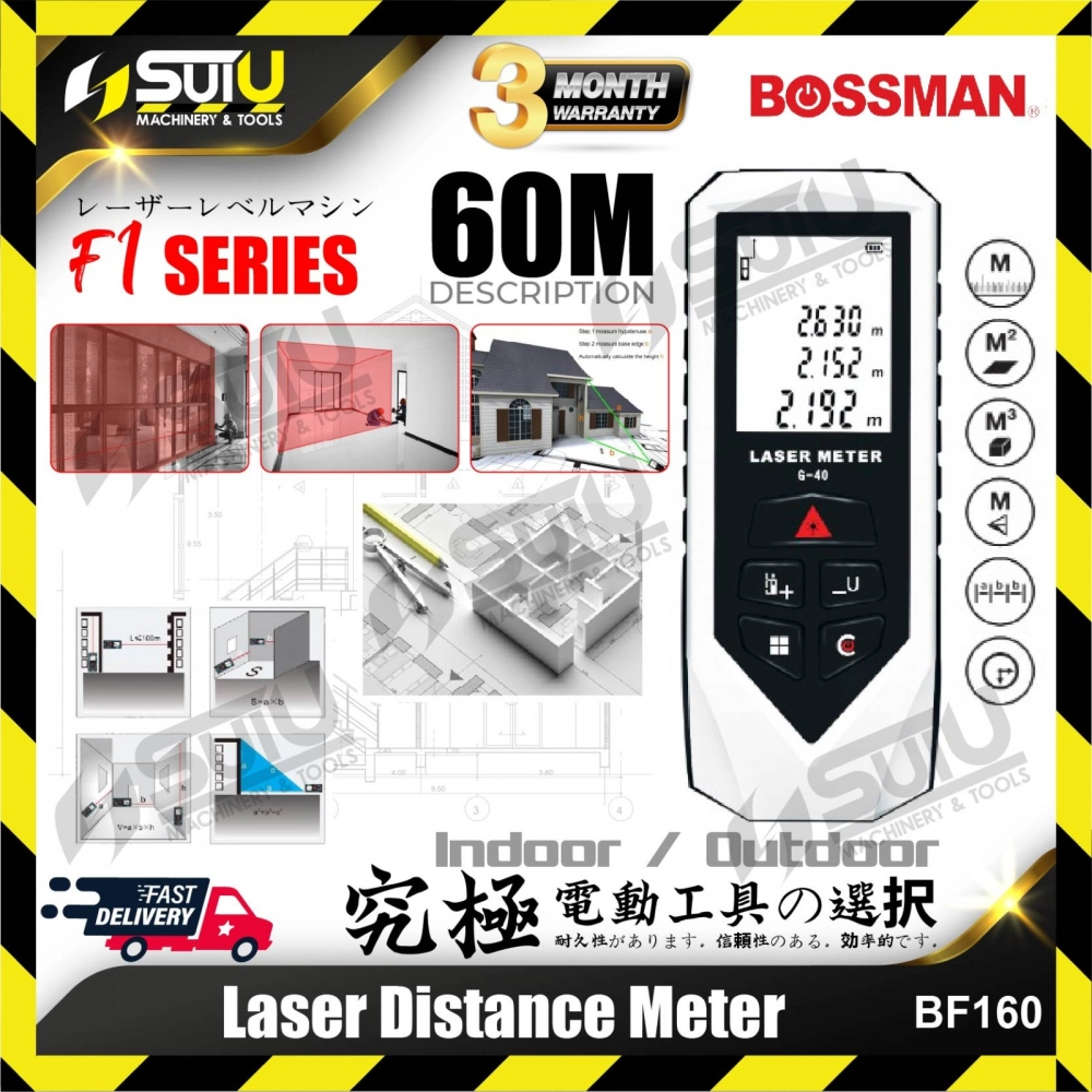 BOSSMAN BF160 60M Laser Distance Meter
