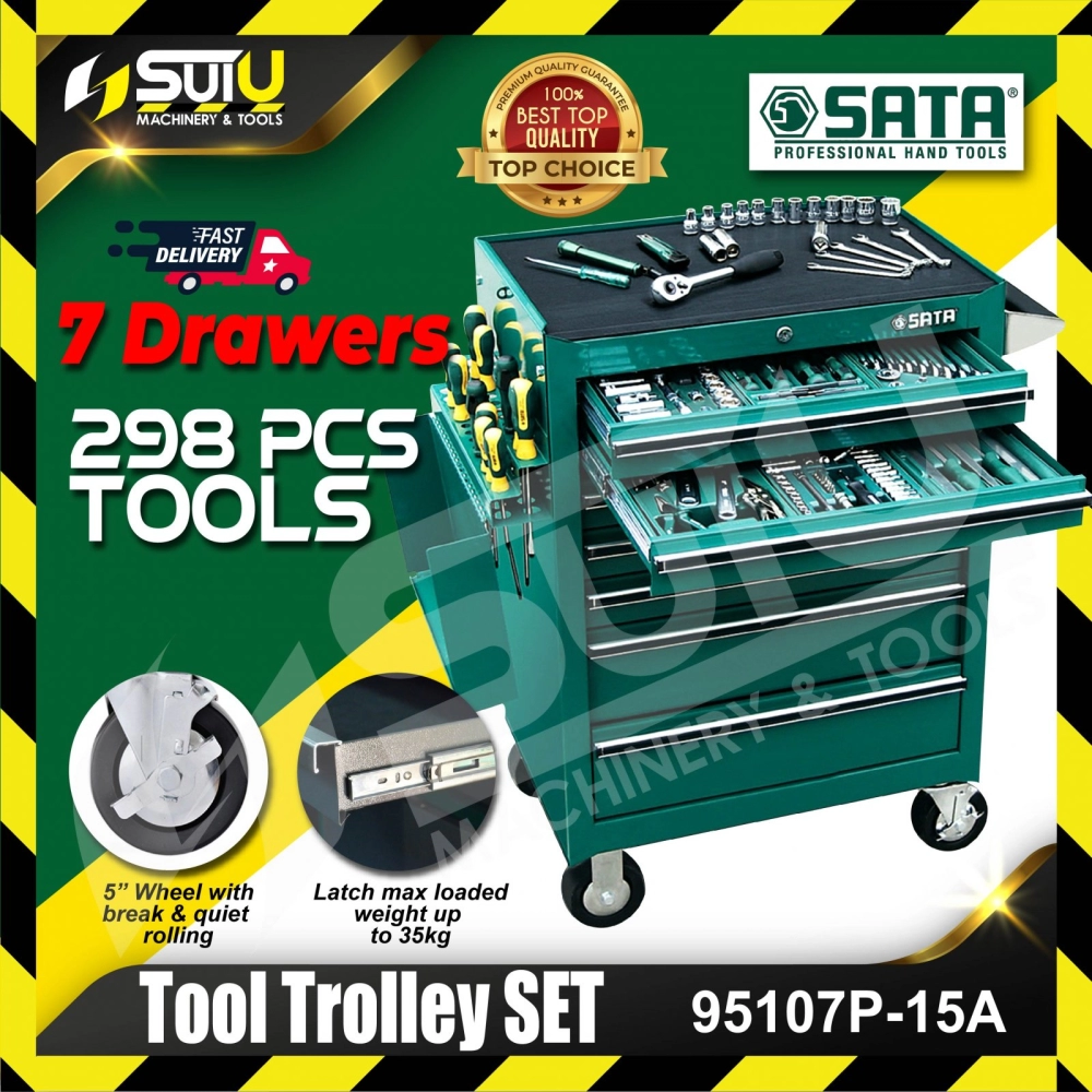 SATA 95107P-15A 7Drawer Tool Trolley Set 298pcs