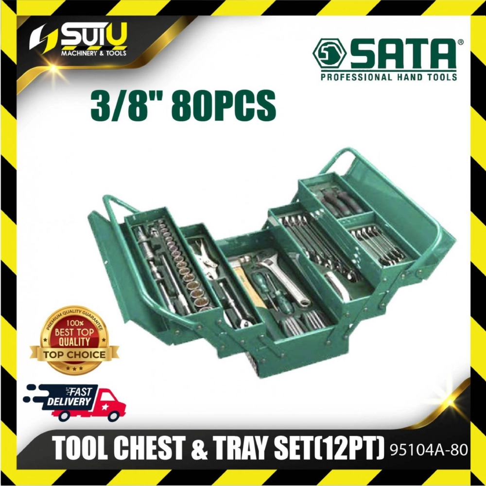 SATA 95104A-80 80pcs Cantilever Mechanic Tool Chest & Tray Set with 3/8"DR 12pt Sockets