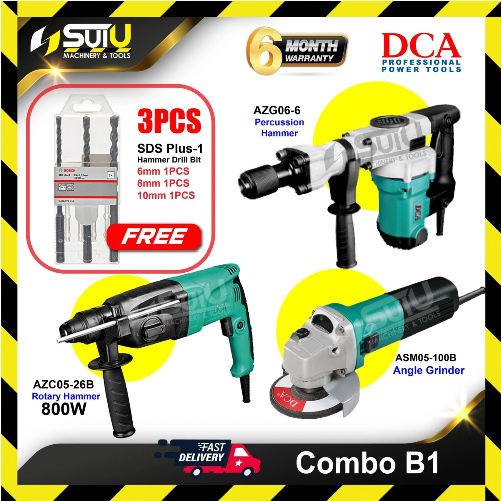 [COMBO B1] DCA Renovation Working Combo AZG06-6+AZC05-26B+ASM05-100B+FOC 3PCS Hammer Drill Bit