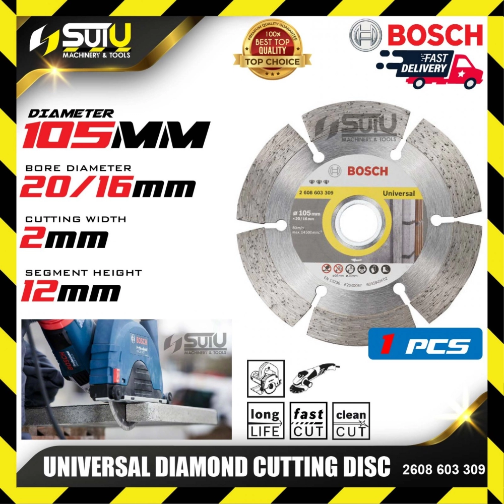 BOSCH 2608603309 4" Universal Diamond Cutting Disc (105x16/20mm)