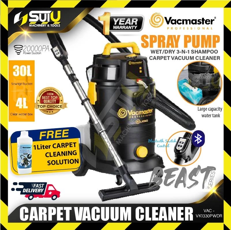 VACMASTER VAC - VK1330PWDR 30L Wet/Dry 3in1 Carpet Vacuum Cleaner (Industrial Grade) 1300W + FOC 1L Carpet Shampoo