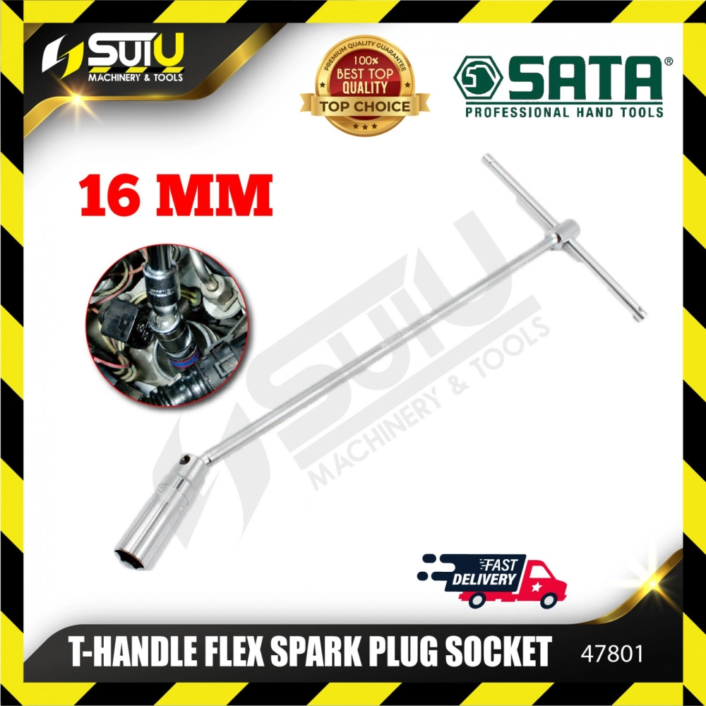 SATA 47801 T-Handle Flex Spark Plug Socket 16mm