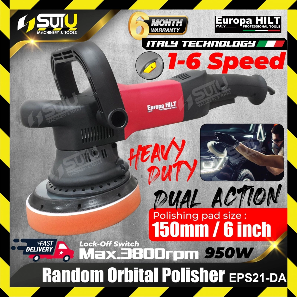 EUROPA HILT EPS21-DA / EPS21DA Dual Action 6" Random Orbital Polisher 950W 3800RPM