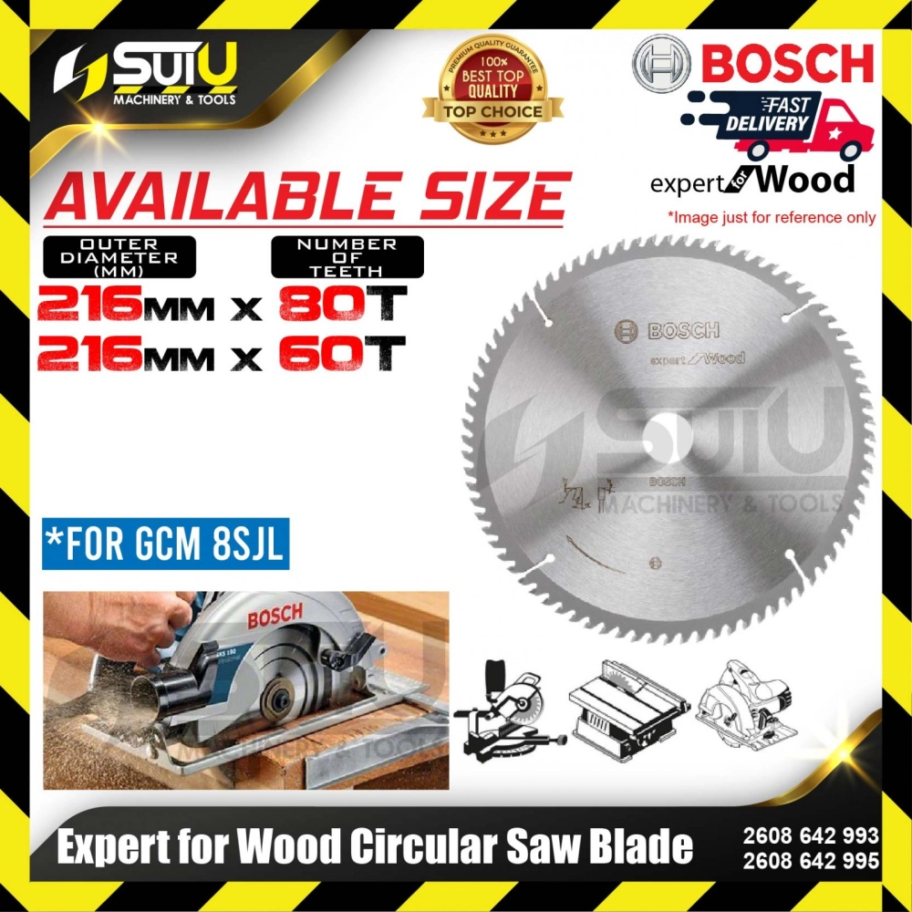 BOSCH 2608642993/ 995 Expert For Wood Circular Saw Blade (216mm x 80T/ 60T)