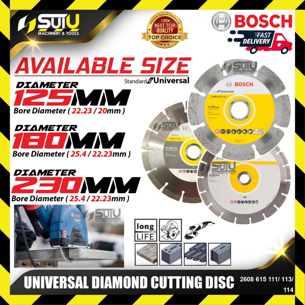 BOSCH 2608615111/ 113/ 114 Universal Diamond Cutting Disc (125/180/230mm)