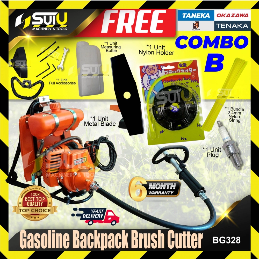 [COMBO B] TANEKA / TENAKA / OKAZAWA / ROMEO / BOSSMAN / HARZ BG328 / BBG328 / HZ328 33cc Gasoline Backpack Brush Cutter