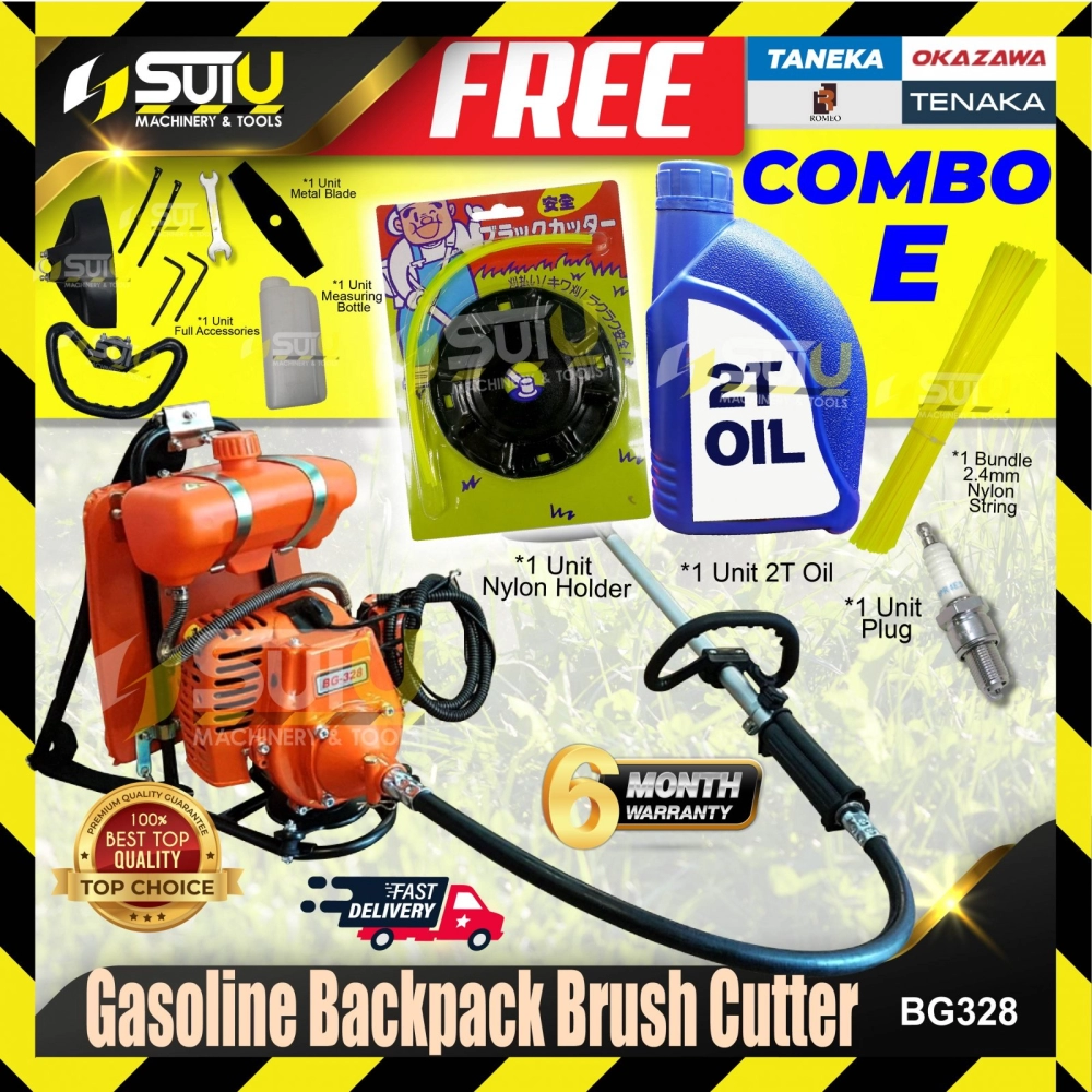 [COMBO E] TANEKA / TENAKA / OKAZAWA / ROMEO / BOSSMAN / HARZ BG328 / BBG328 / HZ328 33cc Gasoline Backpack Brush Cutter