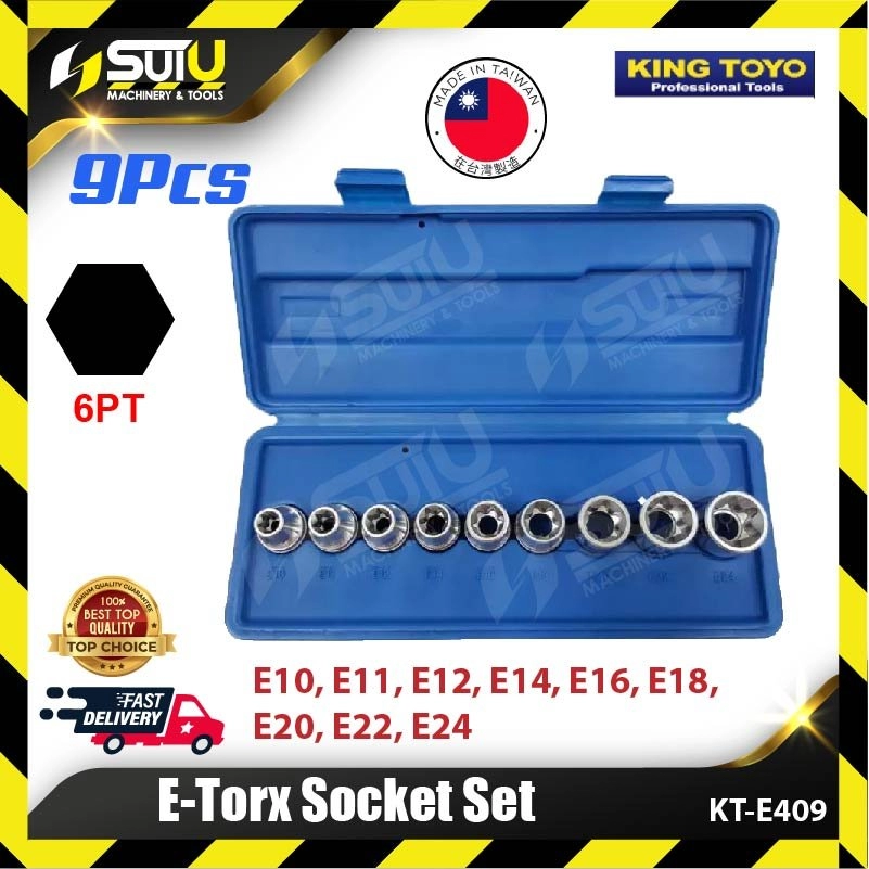 KING TOYO KT-E409 9PCS E-Torx Socket Set (6PT)