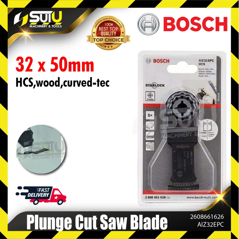 BOSCH 2608661626 (AIZ 32 EPC) 5PCS HCS Curved Tec Plunge Cut Saw Blade 32 x 50mm (Wood)