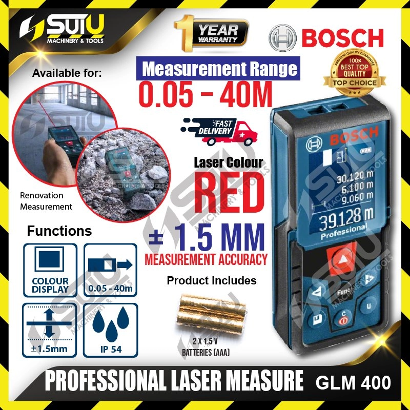 BOSCH GLM 400 / GLM400 40M Professional Digital Laser Measure / Laser Range Finder (0601072RK0)