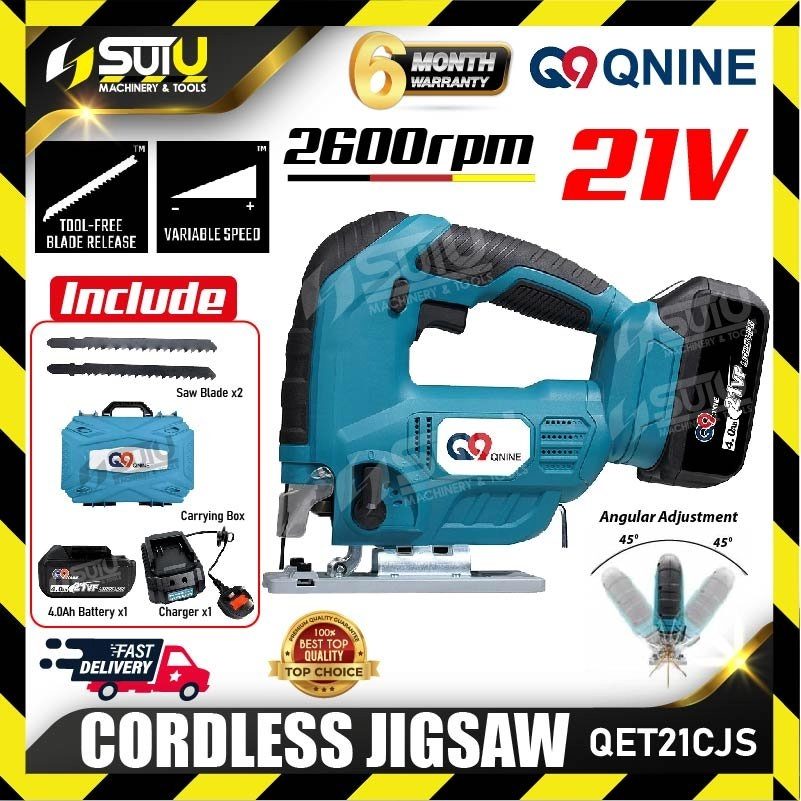 Q9 / QNINE QET21CJS 21V Cordless Li-ion Jigsaw 2600rpm w/ 1 x 4.0Ah Battery + Charger