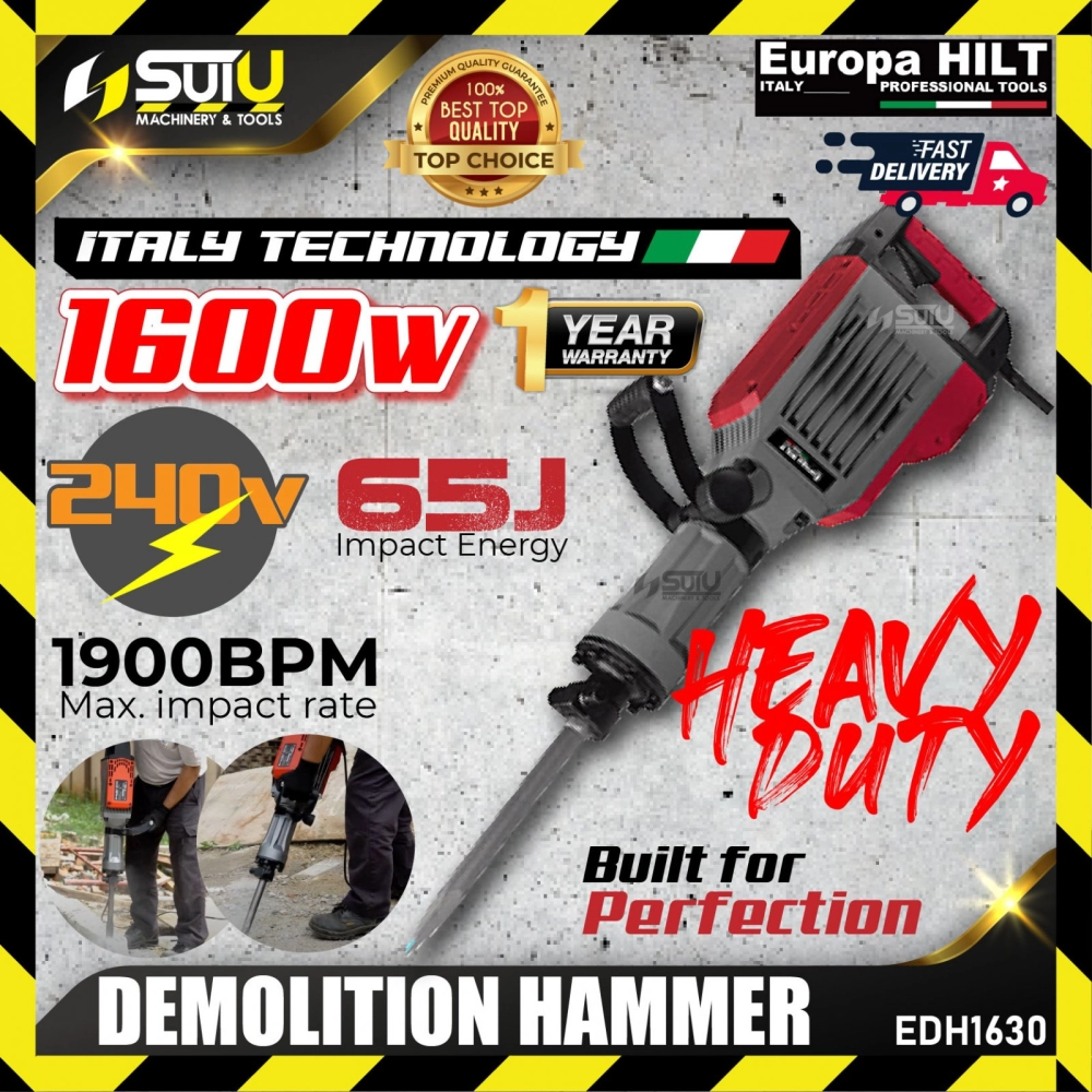 EUROPA HILT EDH1630 65J Demolition Hammer 1600W 1900BPM (30MM Hex Shank)