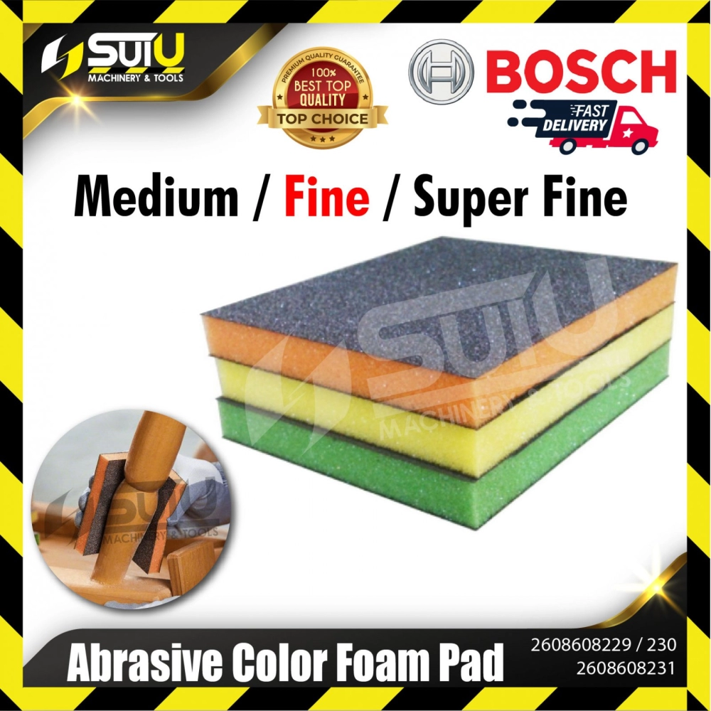 BOSCH 2608608229/ 230/ 231 Abrasive Color Foam Pad (Medium/Fine/Super Fine)