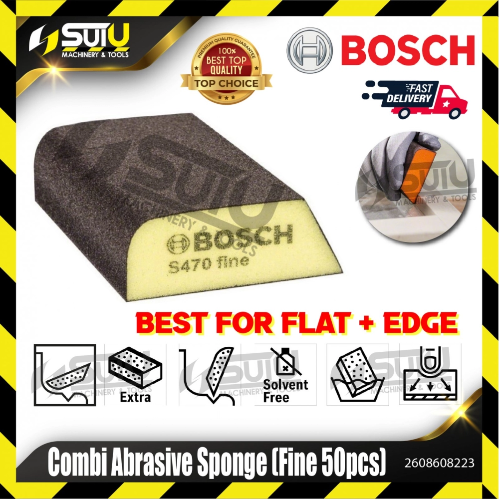 BOSCH 2608608223 50PCS Combi Abrasive Sponge (Fine - Best for Flat+Edge)