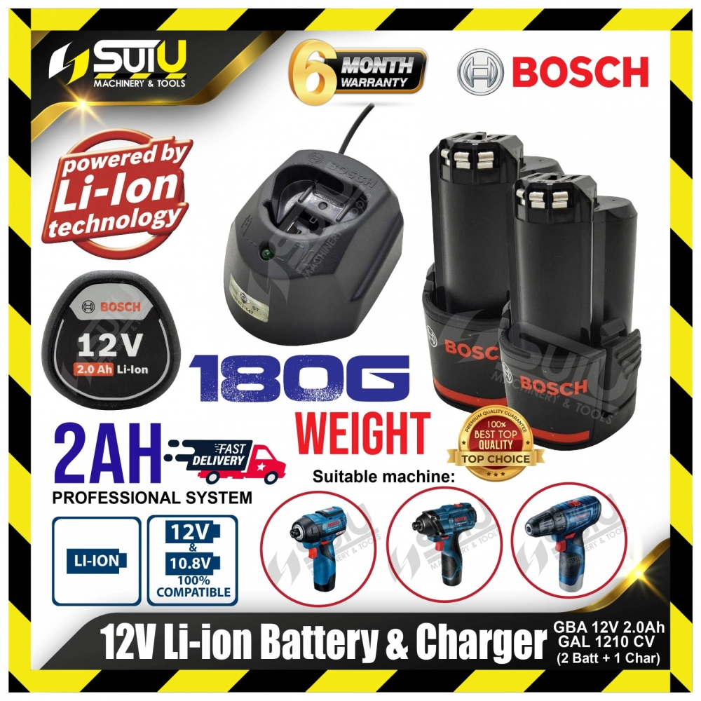 BOSCH GBA 12V / 1600A00F6X 12V Li-ion 2.0Ah Battery + GAL 1210 CV Charger 