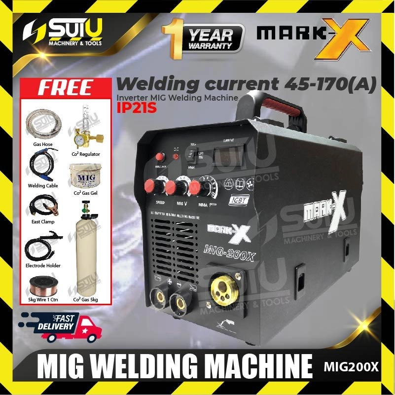 MARK-X MIG-200X / MIG200X MIG Welding Machine c/w Accessories (With CO2)