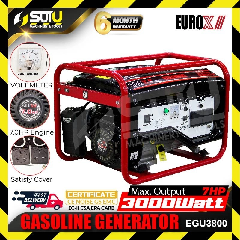 EUROX EGU3800 7HP 212CC 4-Stroke Gasoline Generator 3000W 3600RPM
