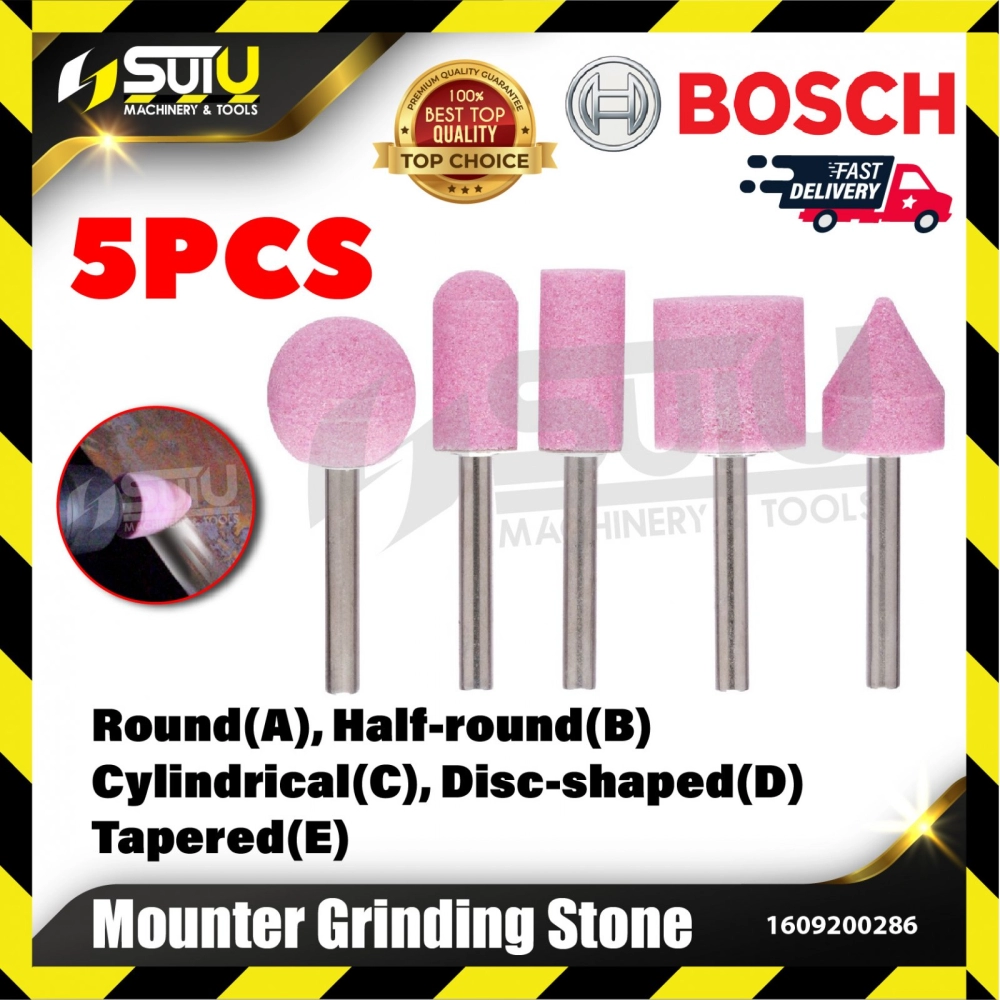 BOSCH 1609200286 5PCS Mounter Grinding Stone (Round/ Half-round/ Cylindrical/ Disc-shaped/ Tapered)