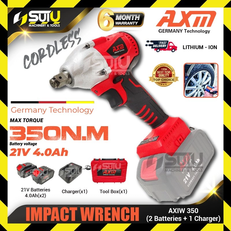 AXM AXIW350 / AXIW 350 21V 350NM 1/2" Brushless Cordless Impact Wrench 2500RPM w/ 2 x Batteries 4.0Ah + Charger