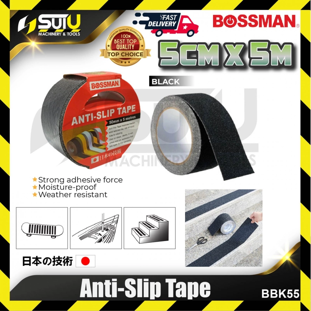 BOSSMAN BBK55 5/10 Rolls 5CM x 5M Anti Slip Tape (Black)