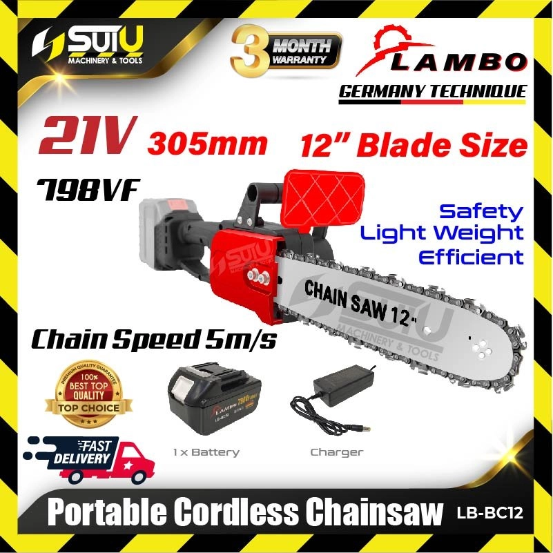 LAMBO LB-BC12 21V 12" Portable Cordless Mini Chainsaw 550W w/ 1 x Battery 798VF + Charger