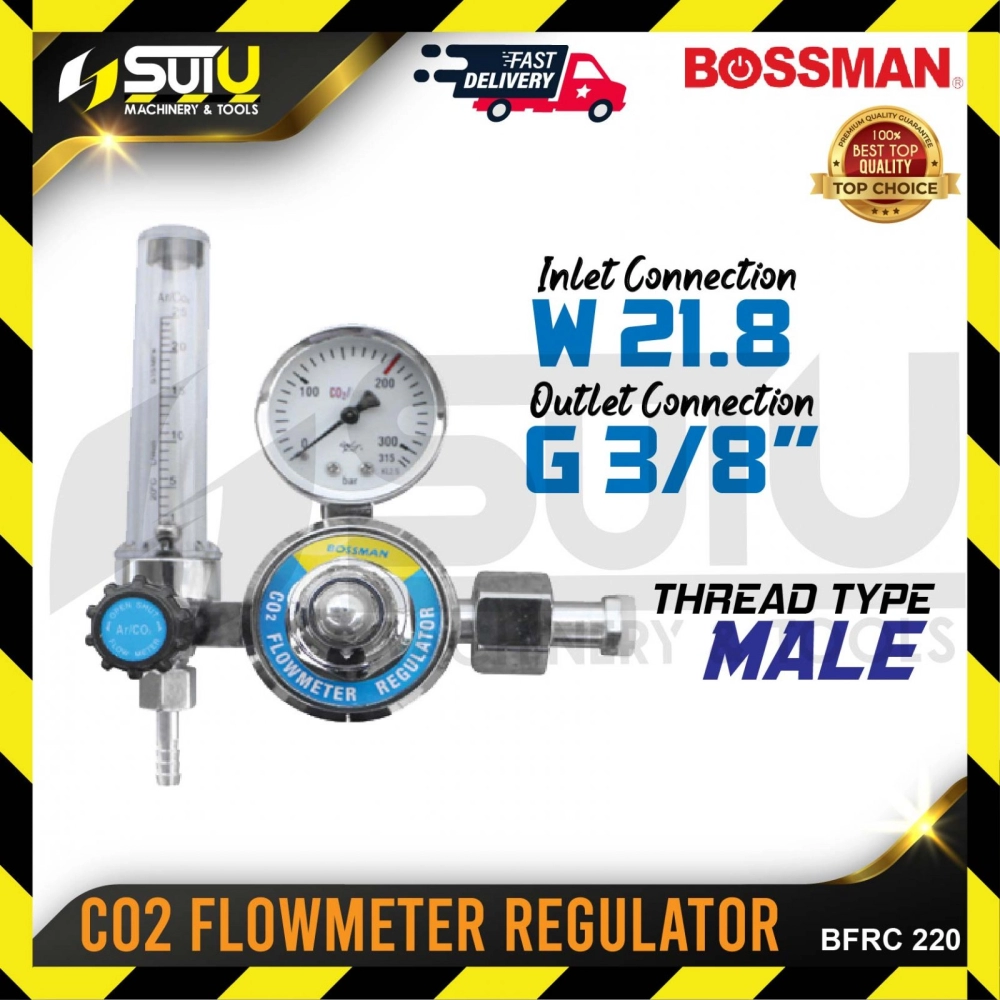 BOSSMAN BFRC220/ BFRC-220 CO2 Flowmeter Regulator (Male Thread Type)