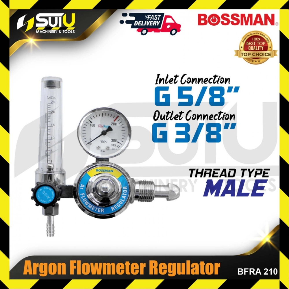 BOSSMAN BFRA210/ BFRA-210 Argon Flowmeter Regulator (Male Thread Type)