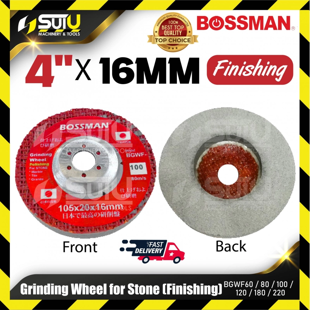 BOSSMAN BGWF60/80/100/120/180/220 4" x 16MM Grinding Wheel For Stone (Finishing)
