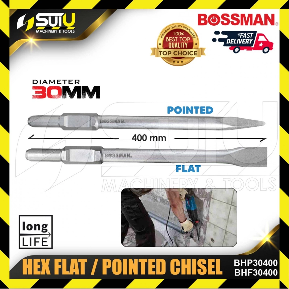BOSSMAN BHP30400/ BHF30400 30MM Hex Flat Or Pointed Chisel