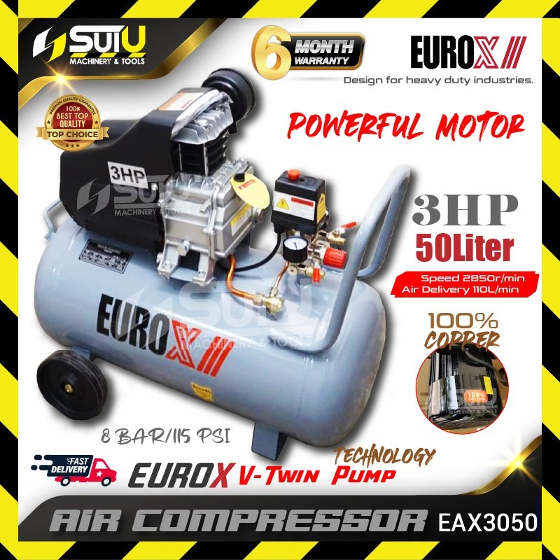 EUROX EAX3050 / EAW3050 50L 3.0HP Direct Driven Air Compressor 2850RPM