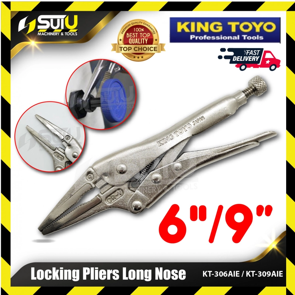 KING TOYO KT-306AIE/ KTLNP-06 / KT-309AIE / KTLNP-09 6"/ 9" Locking Pliers Long Nose