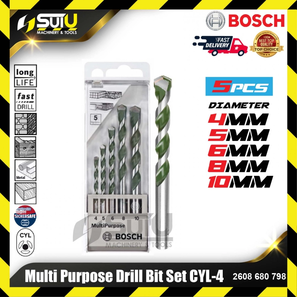 BOSCH 2608680798 5PCS 4-10MM Multi Purpose Drill Bit Set CYL-4