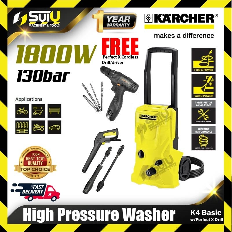 KARCHER K4 Basic 130bar High Pressure Washer 1800W + Perfect X 